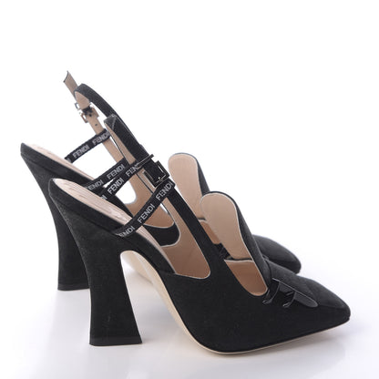 Fendi Suede FFreedom Slingback Pumps 36.5 Black 4 of 9