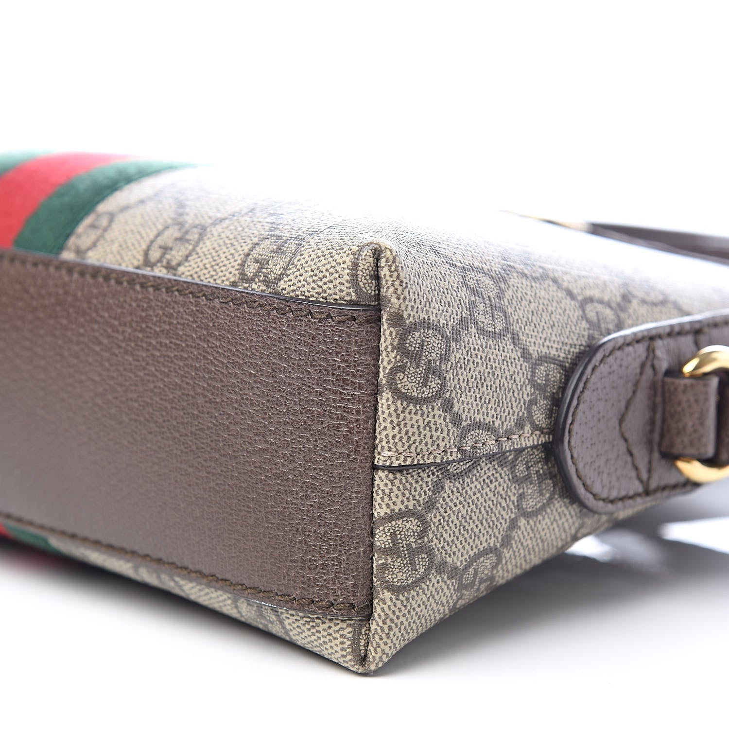 Gucci GG Supreme Monogram Textured Dollar Calfskin Web Small Ophidia Dome Shoulder Bag Beige Ebony New Acero 9 of 10