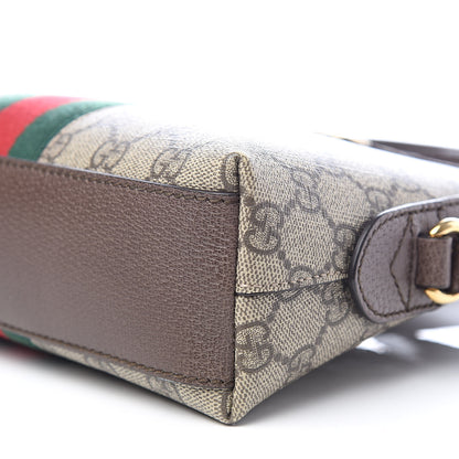 Gucci GG Supreme Monogram Textured Dollar Calfskin Web Small Ophidia Dome Shoulder Bag Beige Ebony New Acero 9 of 10