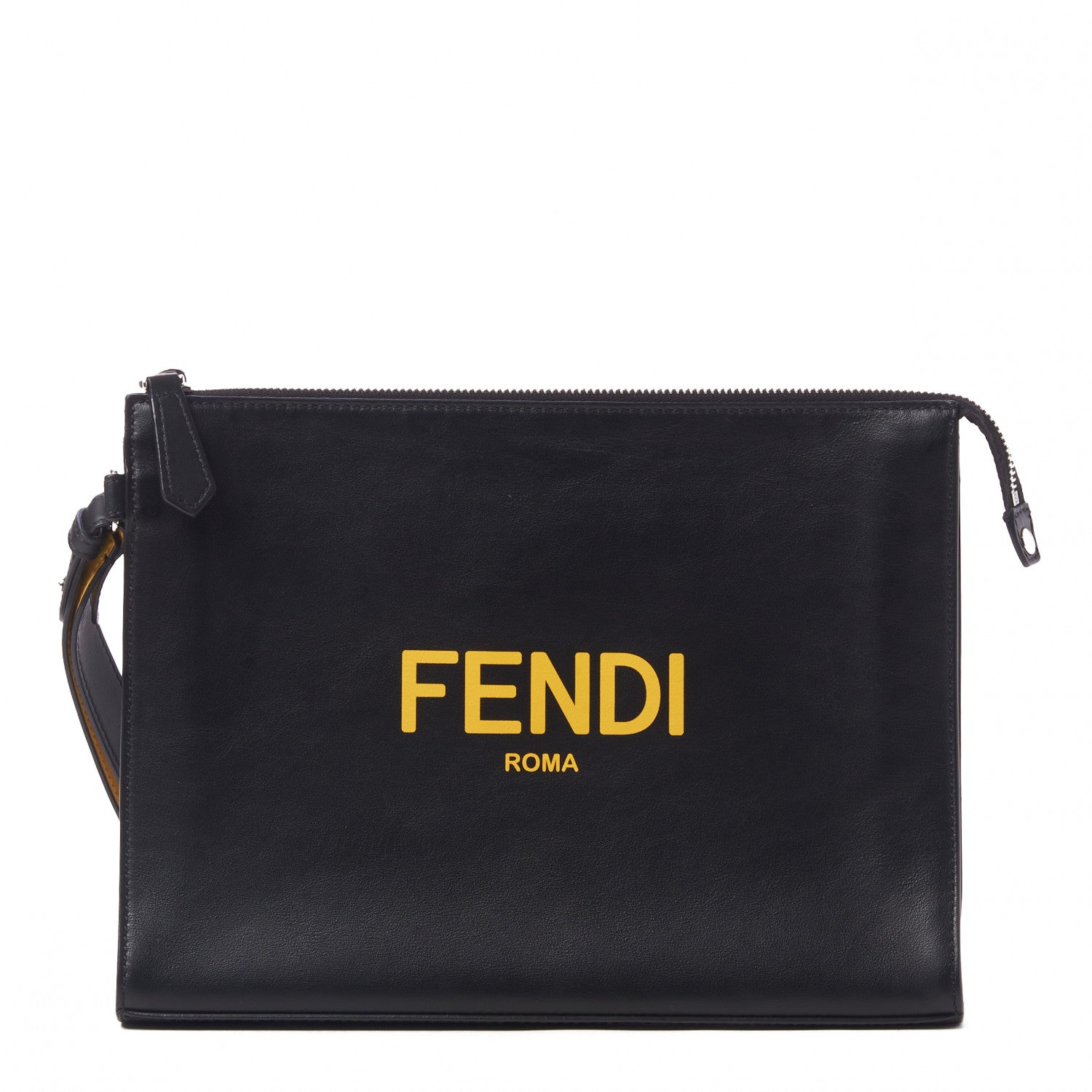 Fendi Vitello Grace Light Logo Clutch Bag Black Sunflower 1 of 7