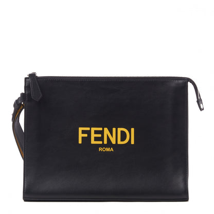 Fendi Vitello Grace Light Logo Clutch Bag Black Sunflower 1 of 7