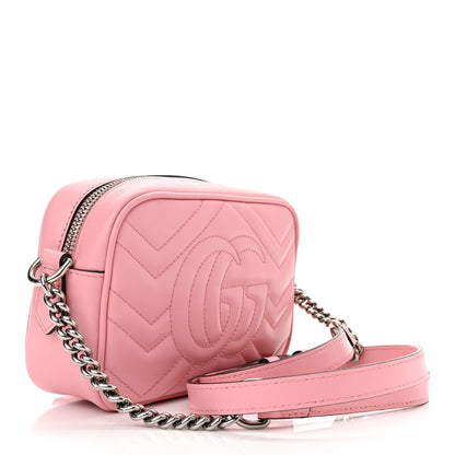 Gucci Calfskin Matelasse Mini GG Marmont Chain Shoulder Bag Wild Rose 3 of 11
