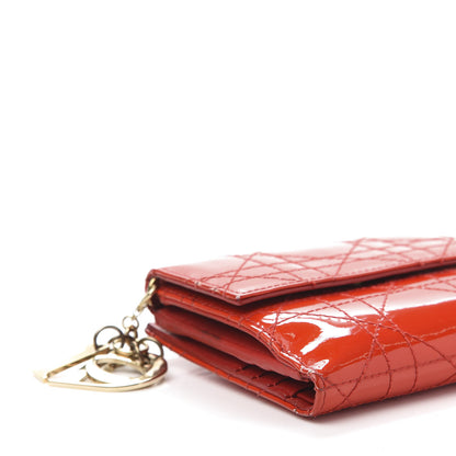 Christian Dior Patent Cannage Lady Dior Compact Wallet Red 7 of 12