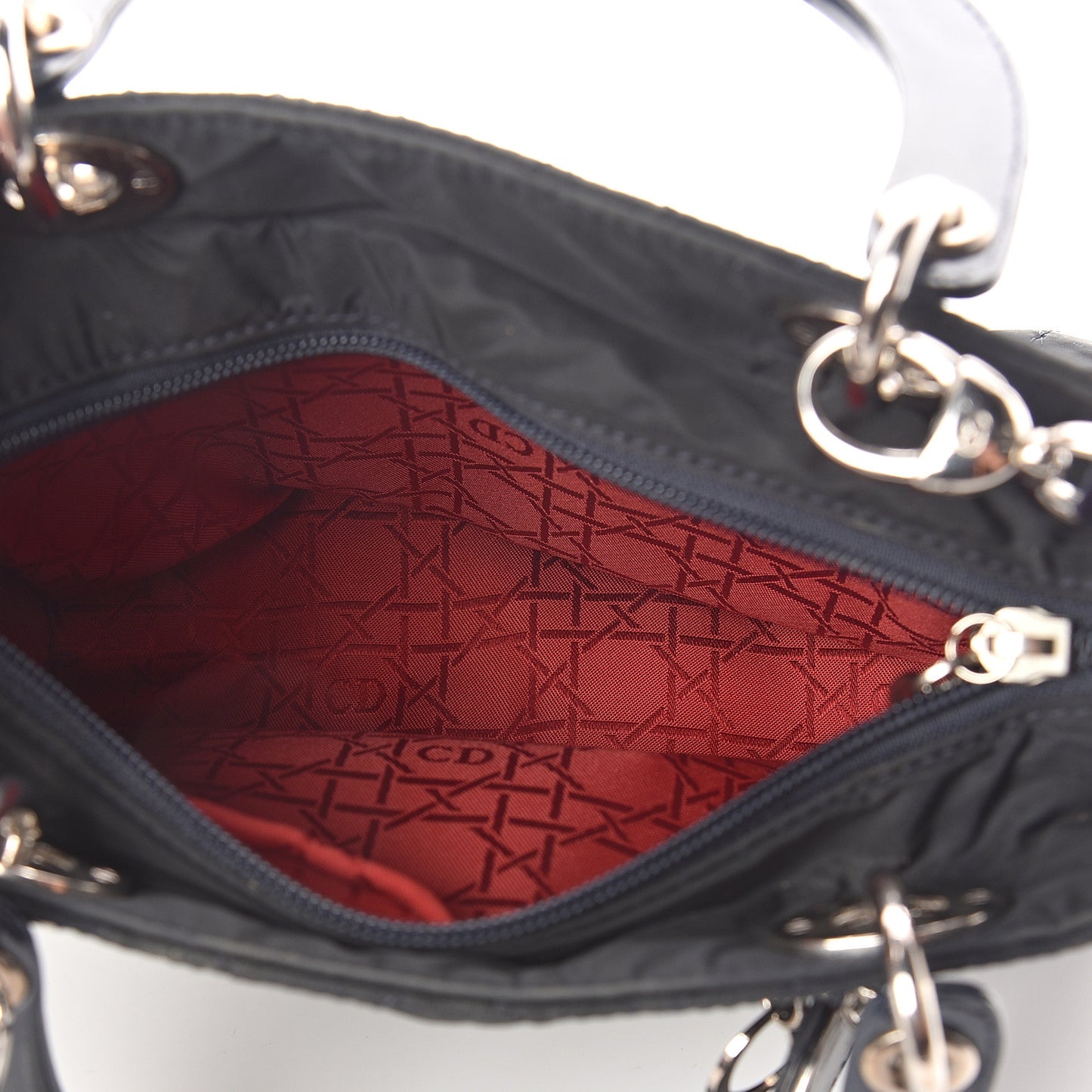 Nylon Cannage Medium Lady Dior Black