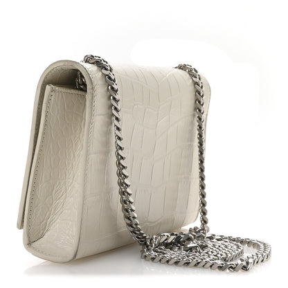 Saint Laurent Calfskin Crocodile Embossed Small Classic Monogram Kate Tassel Satchel  Crema Soft 3 of 10