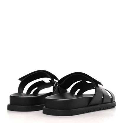 Hermes Calfskin Womens Chypre Sandals 39 Black 4 of 9
