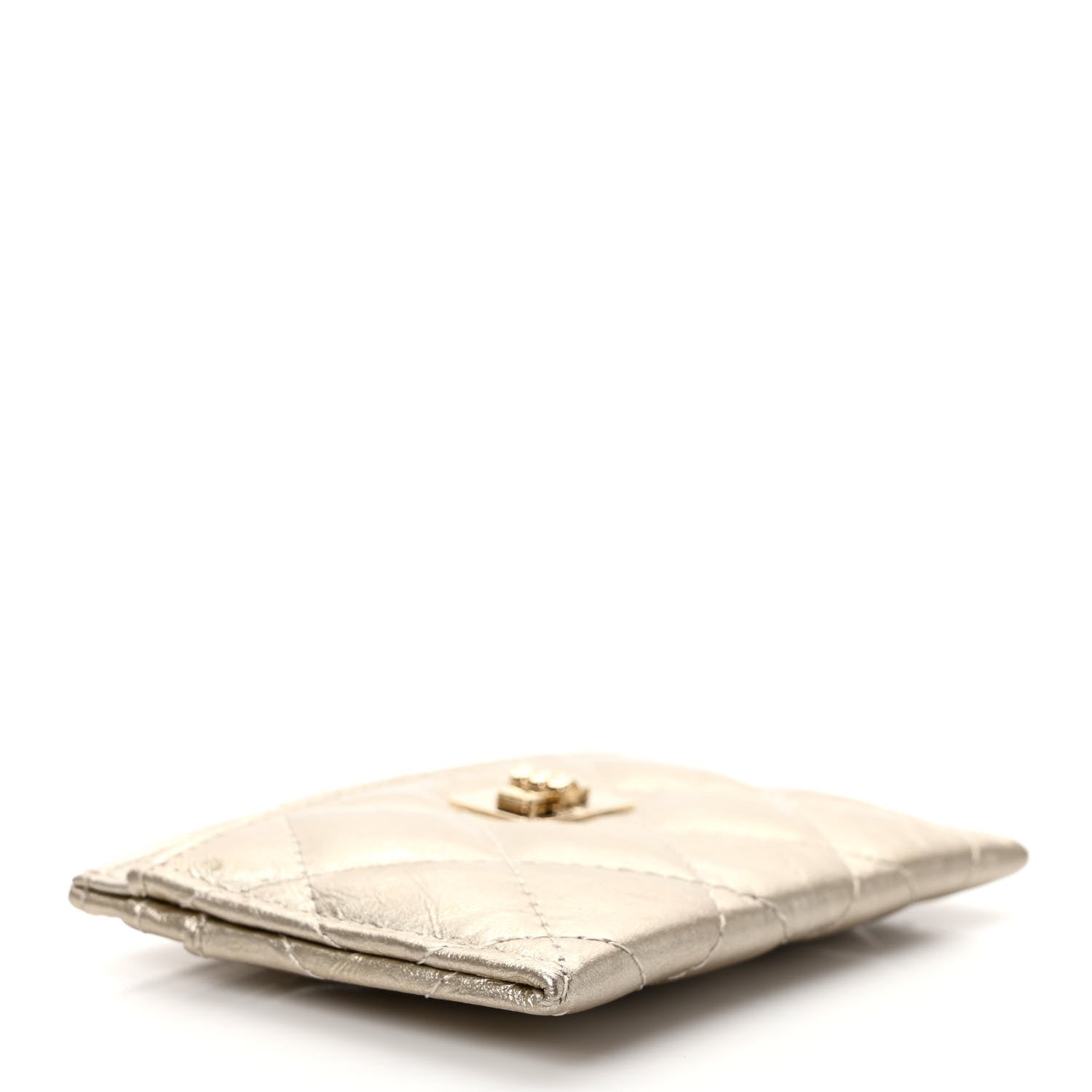 Chanel Metallic Aged Calfskin Quilted Reissue Card Holder Light Gold 4 of 7