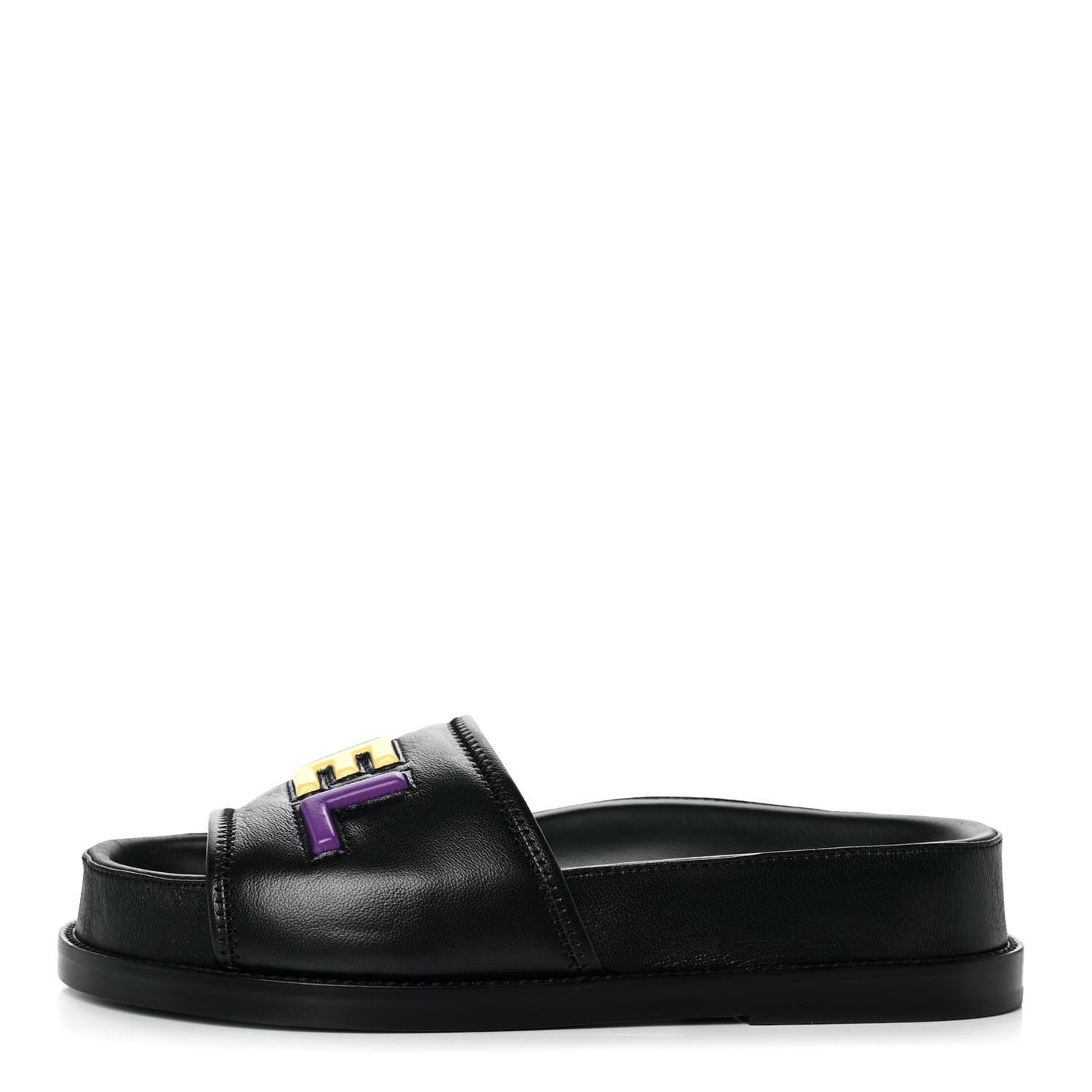 Lambskin Cha-Nel Mule Sandals 35.5 Black Multicolor