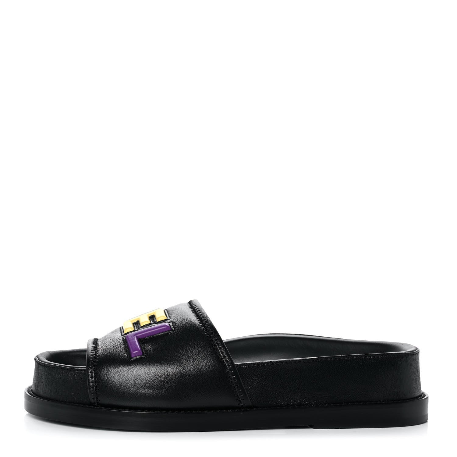 Chanel Lambskin Cha-Nel Mule Sandals 35.5 Black Multicolor 1 of 9