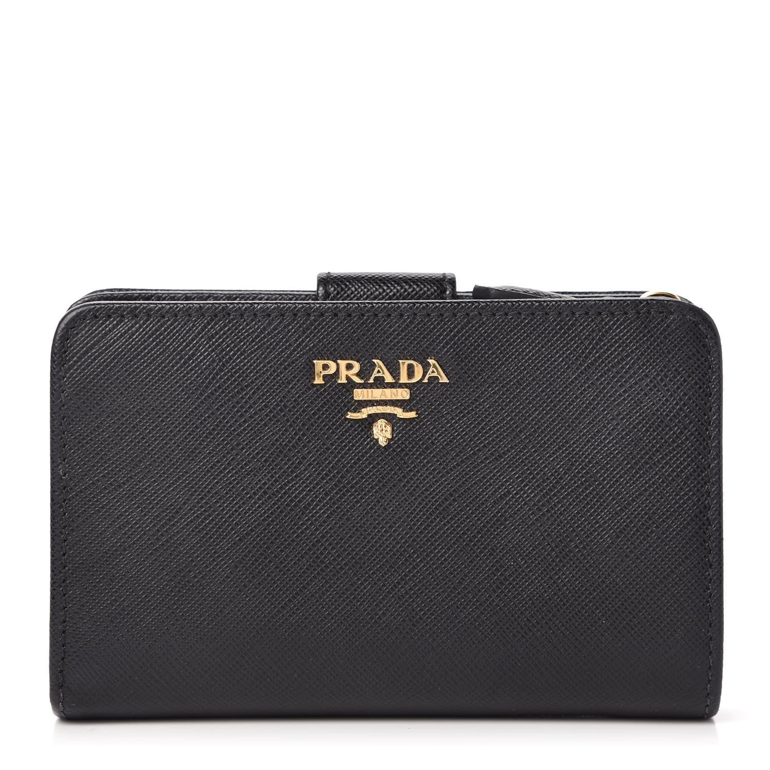 Prada Saffiano Metal Compact Wallet Black 1 of 10