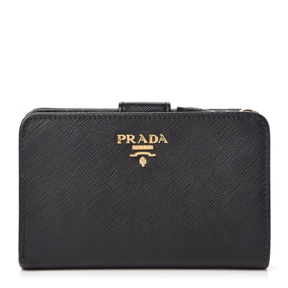 Prada Saffiano Metal Compact Wallet Black 1 of 10