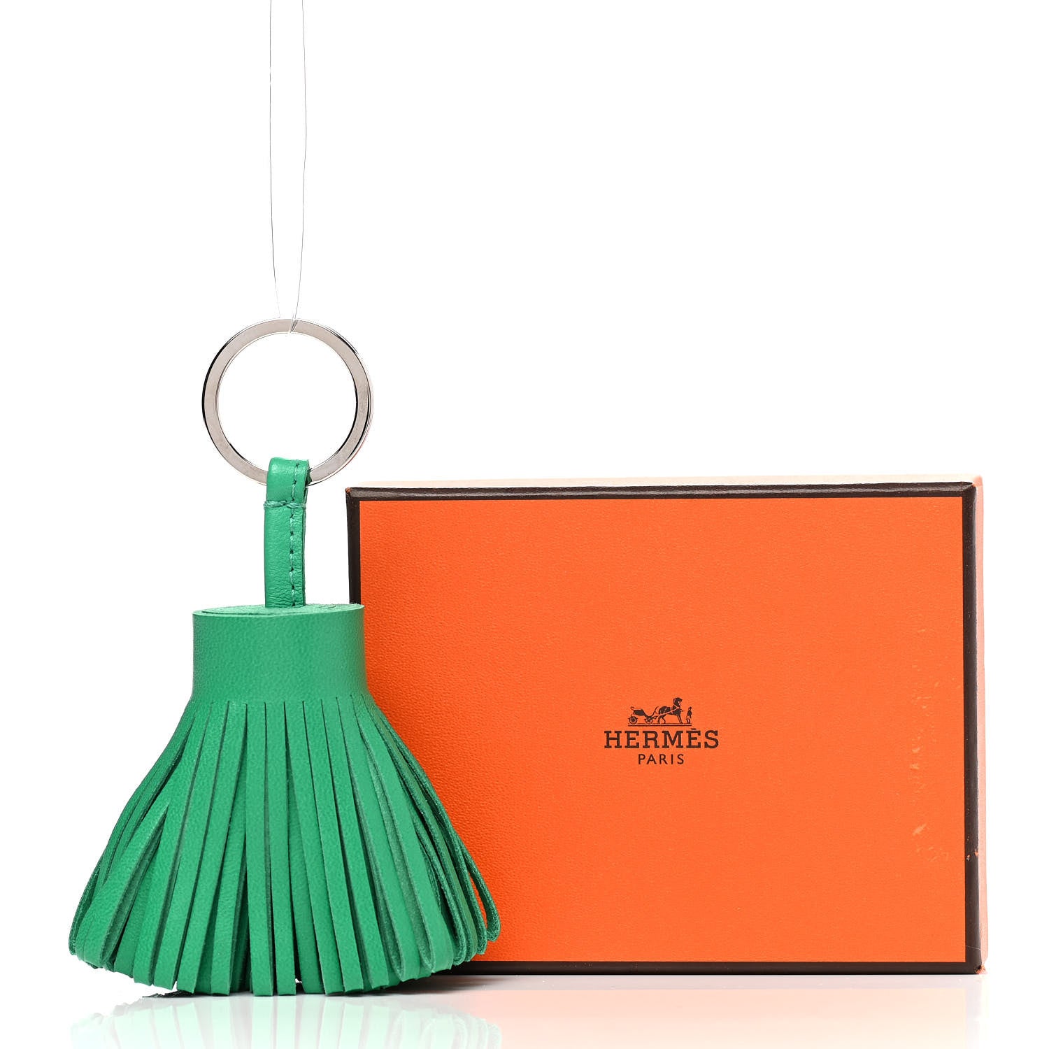 Hermes Lambskin Carmen Tassel Key Holder Menthe 4 of 4