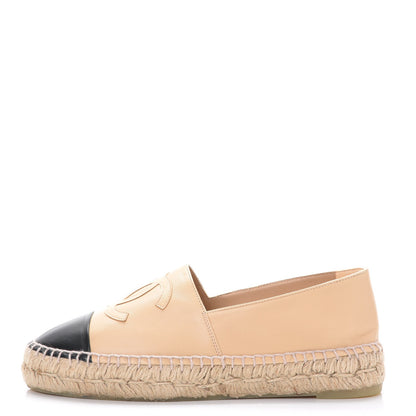 Chanel Lambskin CC Espadrilles 38 Beige Black 1 of 10