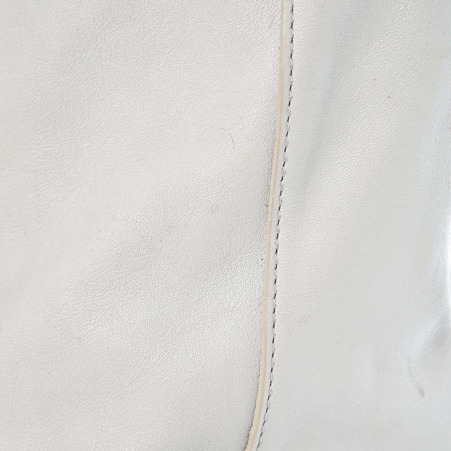 Pebbled Calfskin Prisma Skeletal Tote White
