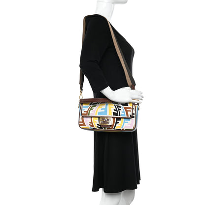 Fendi X SARA COLEMAN Canvas Vitello King Seta FF Fish Eye Embroidered Baguette Grezzo Multicolor Ghianda 2 of 9
