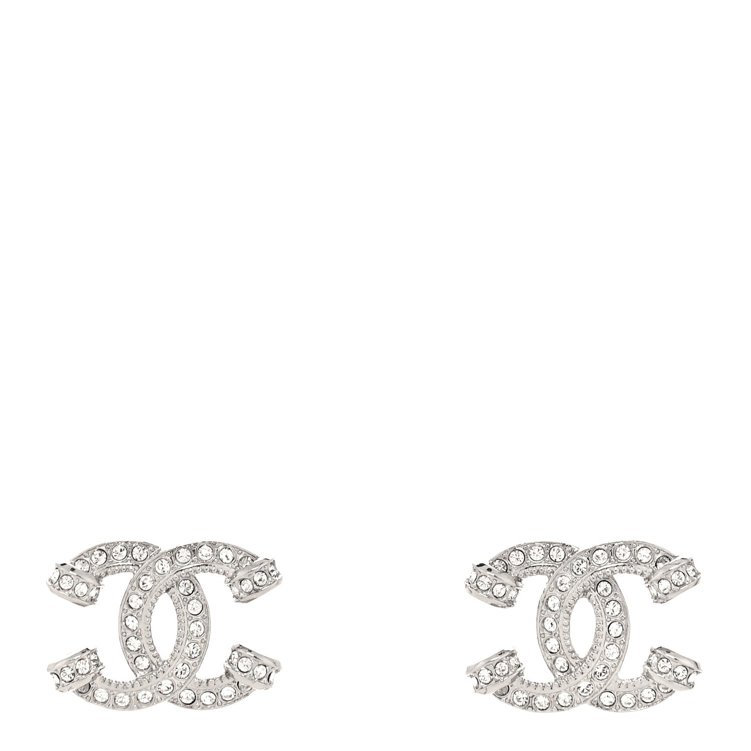 Chanel Crystal CC Earrings Silver 1 of 4