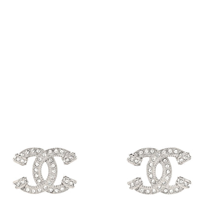Chanel Crystal CC Earrings Silver 1 of 4