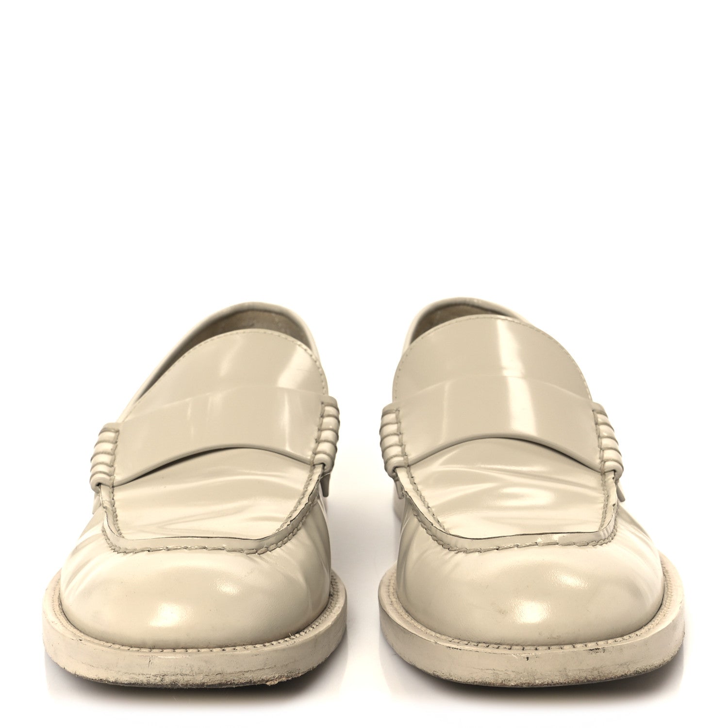 Chanel Shiny Calfskin Logo Loafers 38.5 Beige 3 of 11