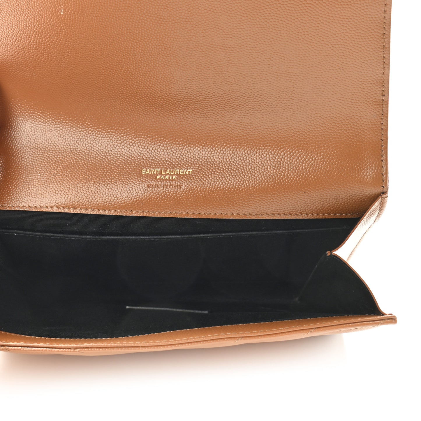 Grain De Poudre Matelasse Chevron Monogram Cassandre Flap Pouch Natural Dark