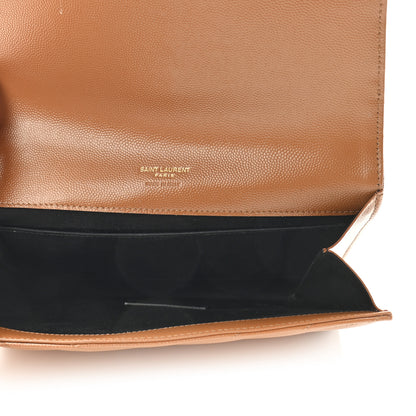 Saint Laurent Grain De Poudre Matelasse Chevron Monogram Cassandre Flap Pouch Natural Dark 5 of 7