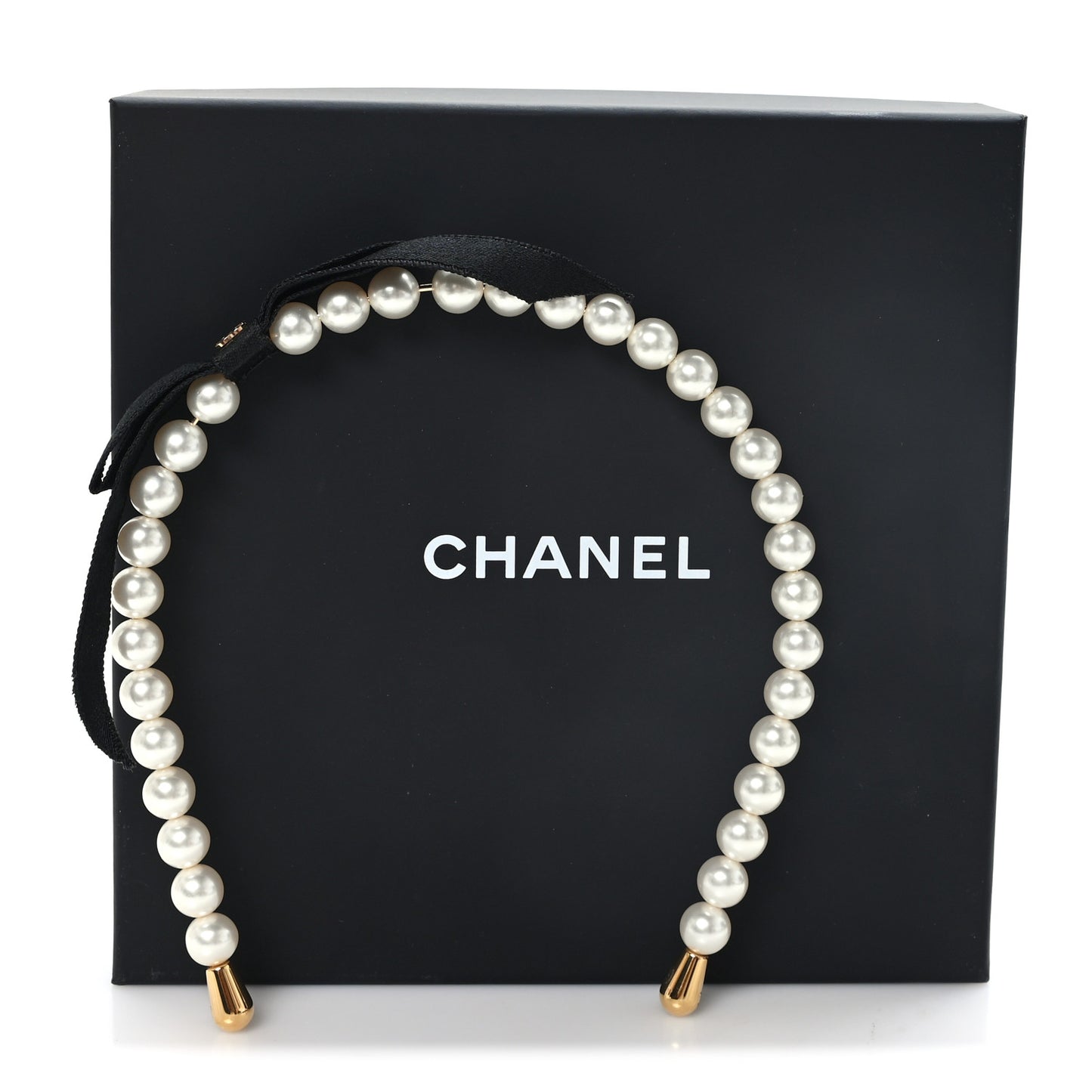 Pearl CC Headband White Gold Black