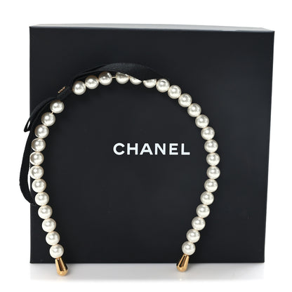 Chanel Pearl CC Headband White Gold Black 6 of 6