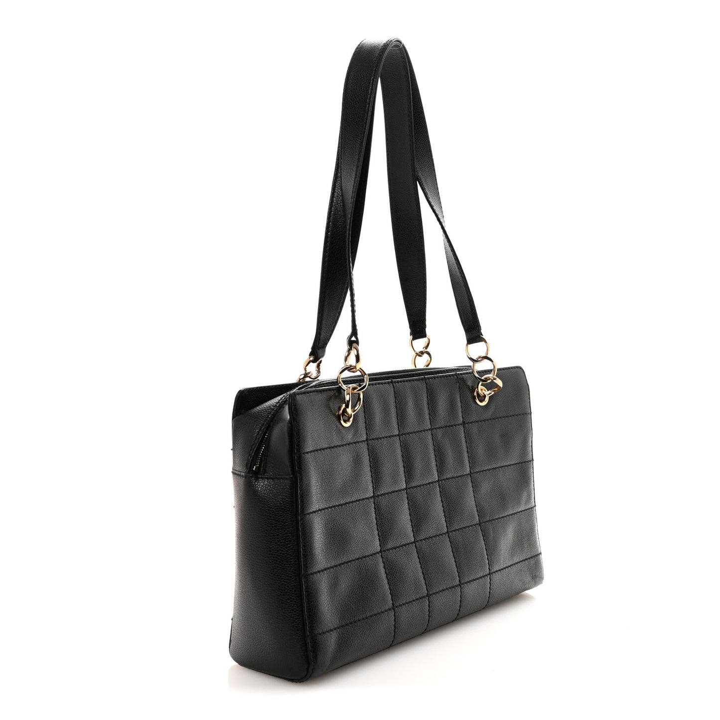 Caviar Stitched Chocolate Bar Shopping Tote Black