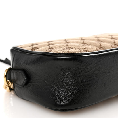 Gucci Monogram Matelasse Diagonal Small GG Marmont Chain Shoulder Bag Beige Black 10 of 11
