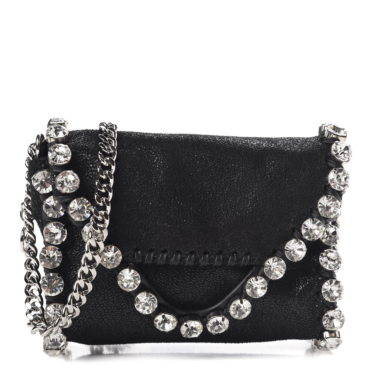 Shaggy Deer Tiny Fold Over Falabella Crystal Crossbody Black