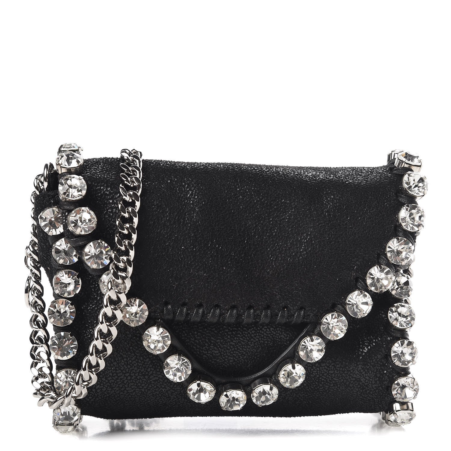 Stella McCartney Shaggy Deer Tiny Fold Over Falabella Crystal Crossbody Black 1 of 11