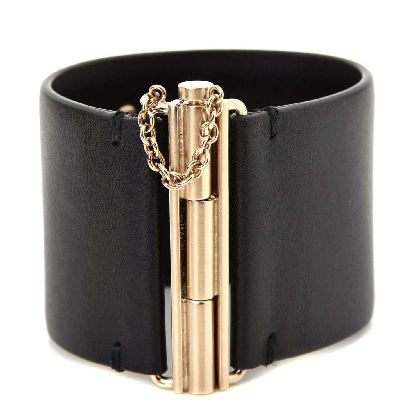Calfskin CC Wide Cuff Black Gold