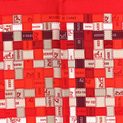 Hermes Silk Bolduc Au Carre Scarf 90 Rouge Bordeaux Gris 5 of 5
