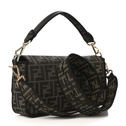 Fendi Fabric Jacquard FF 1974 Medium Baguette Tobacco Moro Black 3 of 9