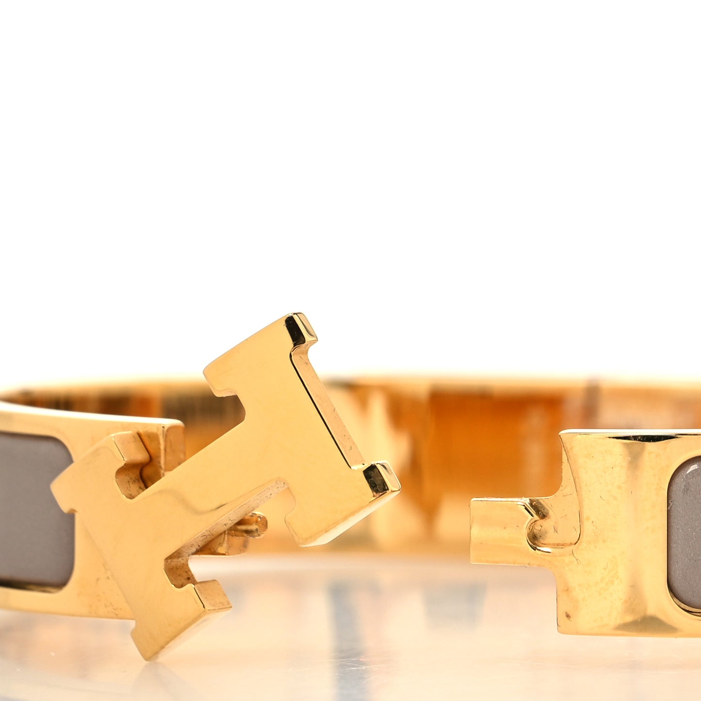 Enamel Clic Clac H Narrow Bracelet PM Marron Glace