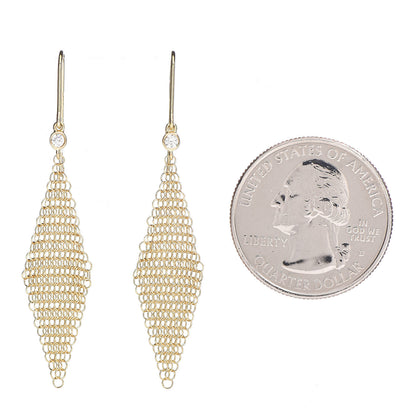 Tiffany 18K Yellow Gold Diamond Mini Elsa Peretti Mesh Earrings 2 of 5