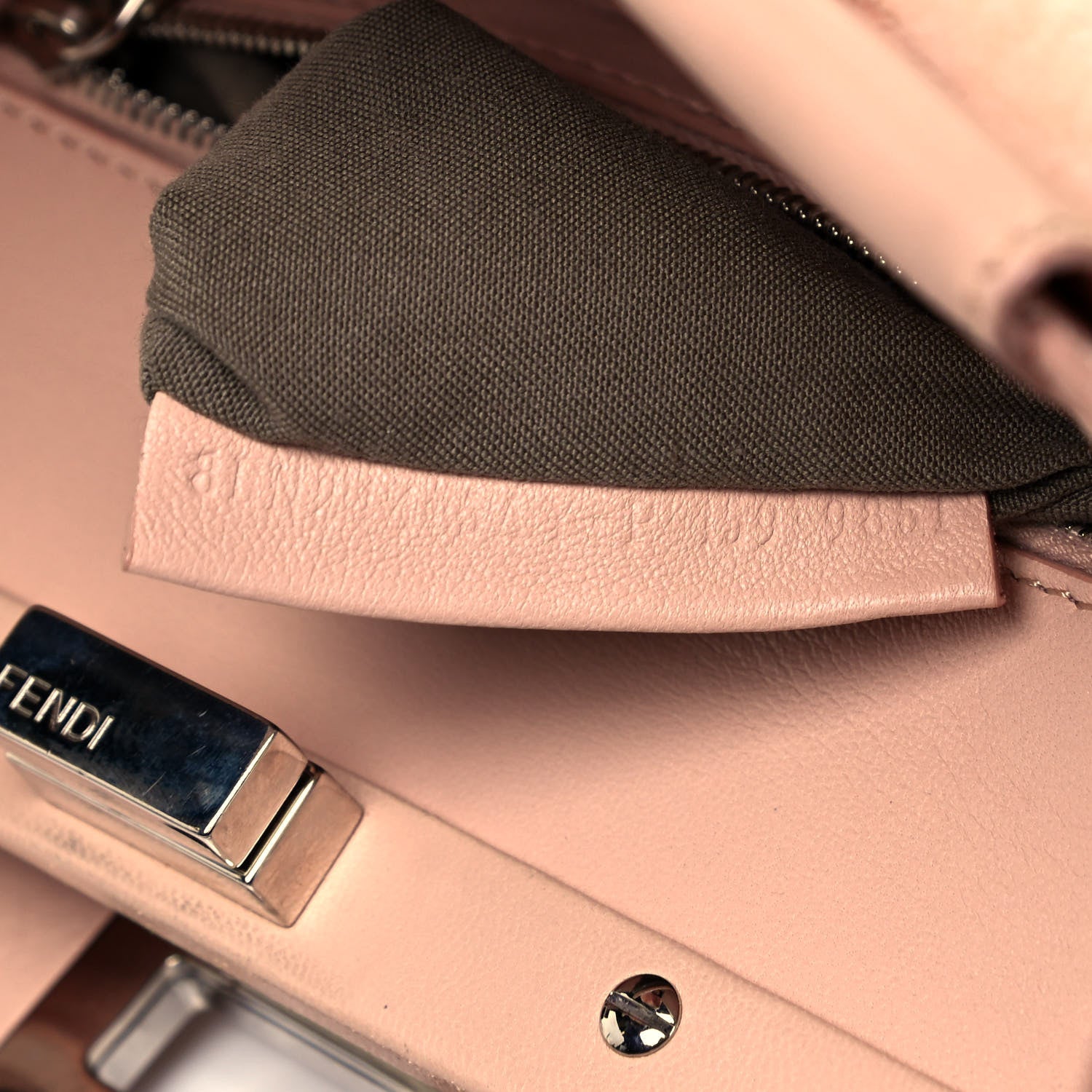 Fendi Shearling Shiny Nappa Mini Peekaboo Iconic Satchel Light Rose 9 of 10