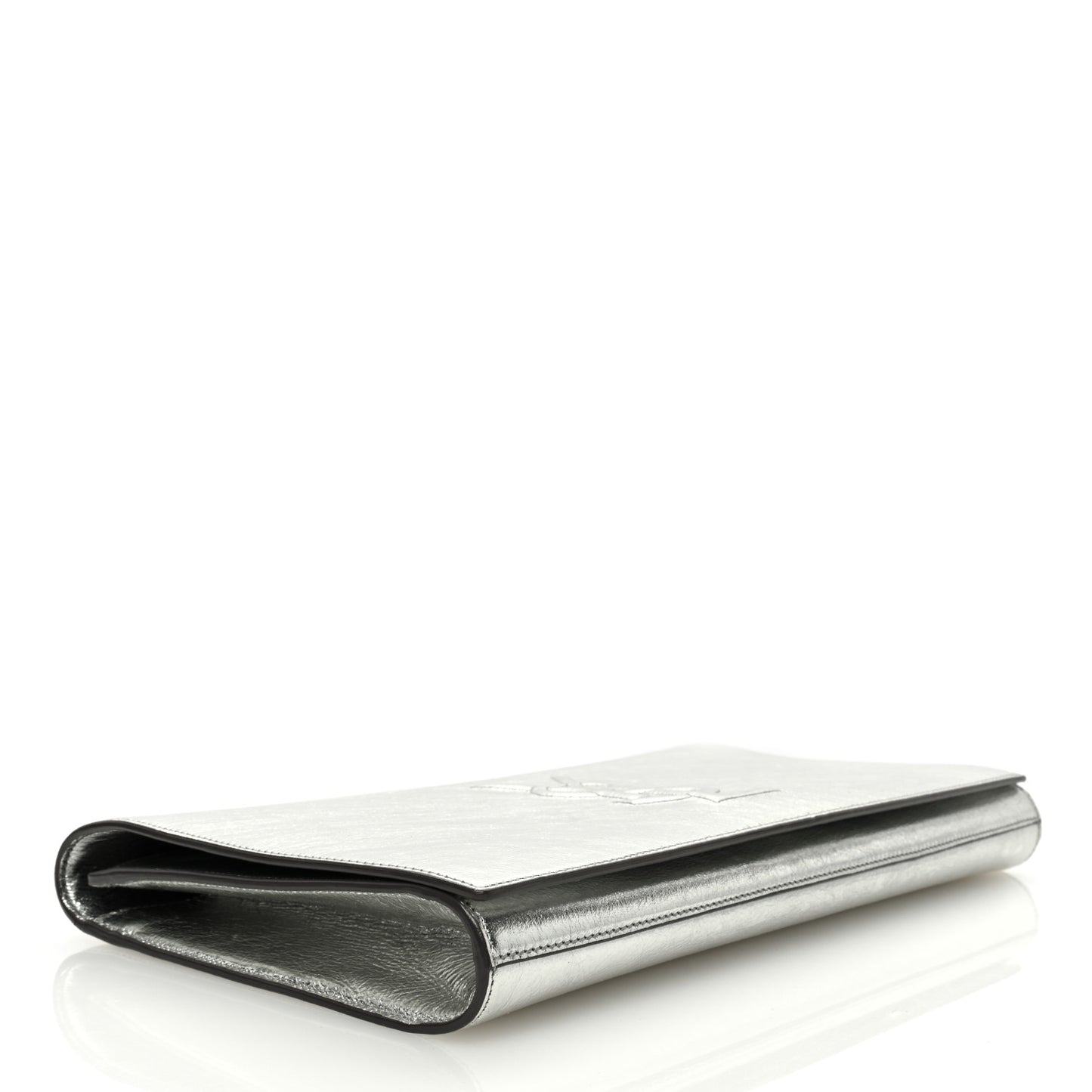 Metallic Calfskin Monogram Large Belle De Jour Clutch Silver