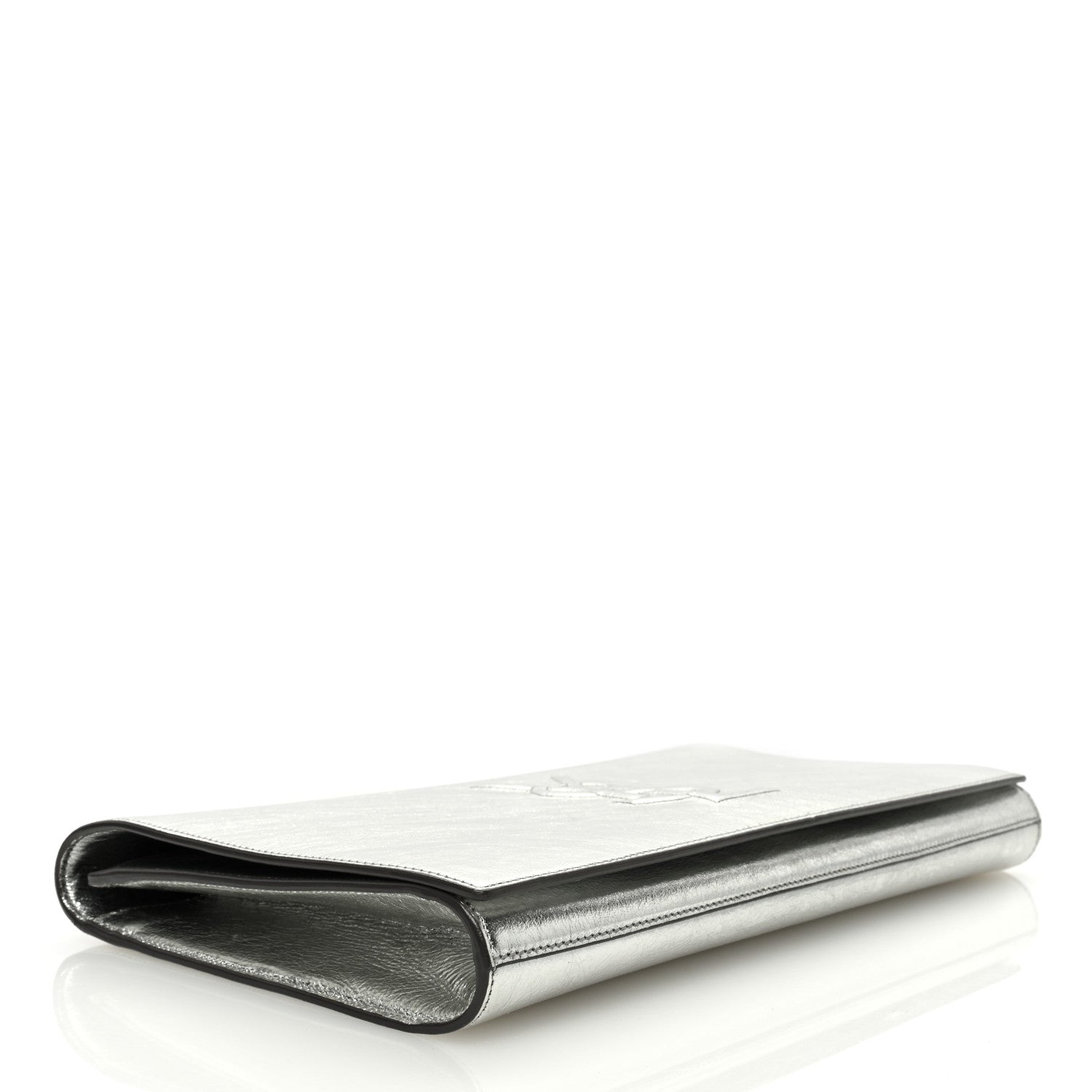 Saint Laurent Metallic Calfskin Monogram Large Belle De Jour Clutch Silver 4 of 6