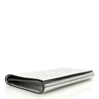 Saint Laurent Metallic Calfskin Monogram Large Belle De Jour Clutch Silver 4 of 6