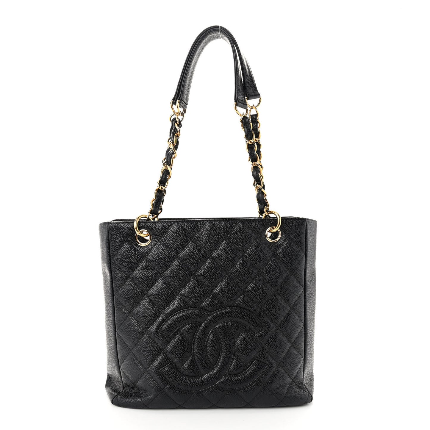 Caviar Quilted Petit Shopping Tote PST Black