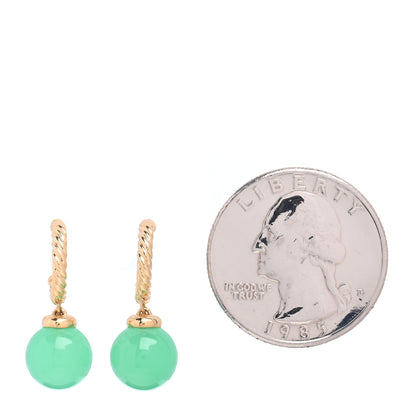 David Yurman 18K Yellow Gold Chrysoprase 9mm Solari Hoop Earrings 2 of 4