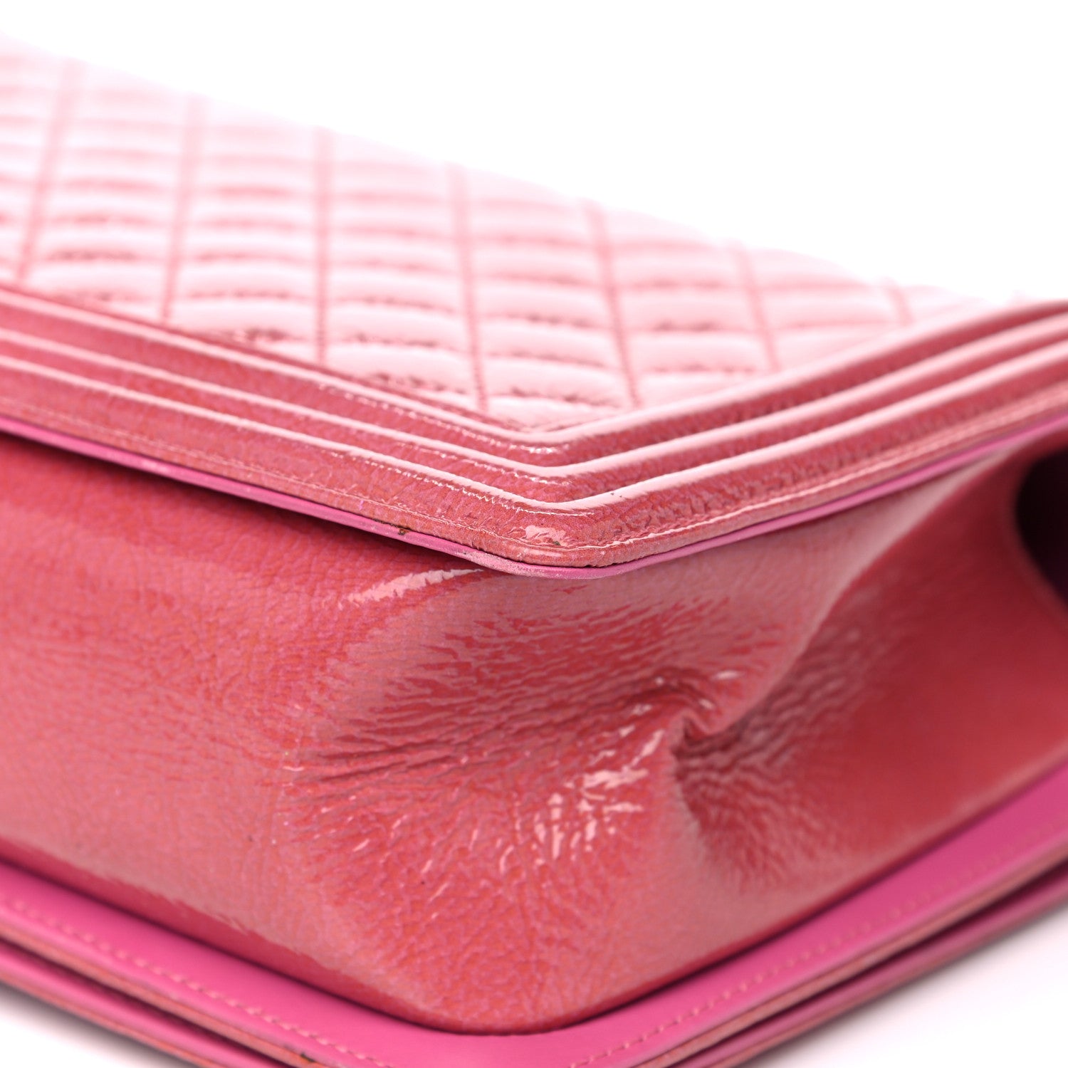 Chanel Distressed Patent Calfskin Quilted New Medium Boy Flap Pink 12 of 18