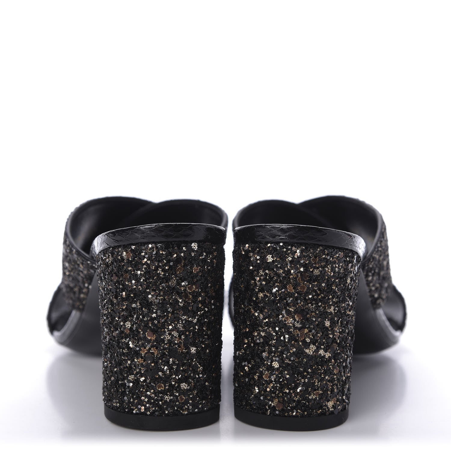 Saint Laurent Glitter LouLou 70 Mule Sandals 37 Black Gold 6 of 10