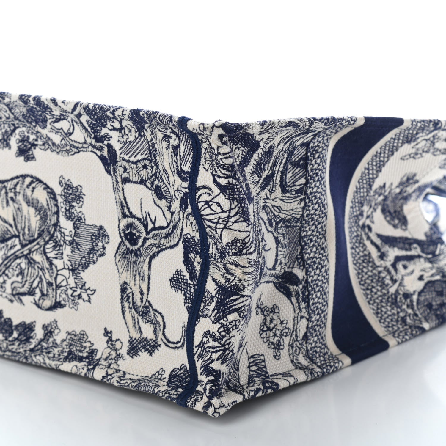 Christian Dior Canvas Embroidered Toile De Jouy Medium Book Tote Blue 9 of 9