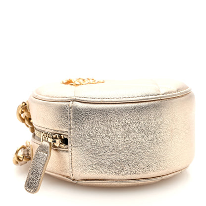Chanel Metallic Lambskin Quilted Chanel 19 Round Clutch With Chain Gold 4 of 11