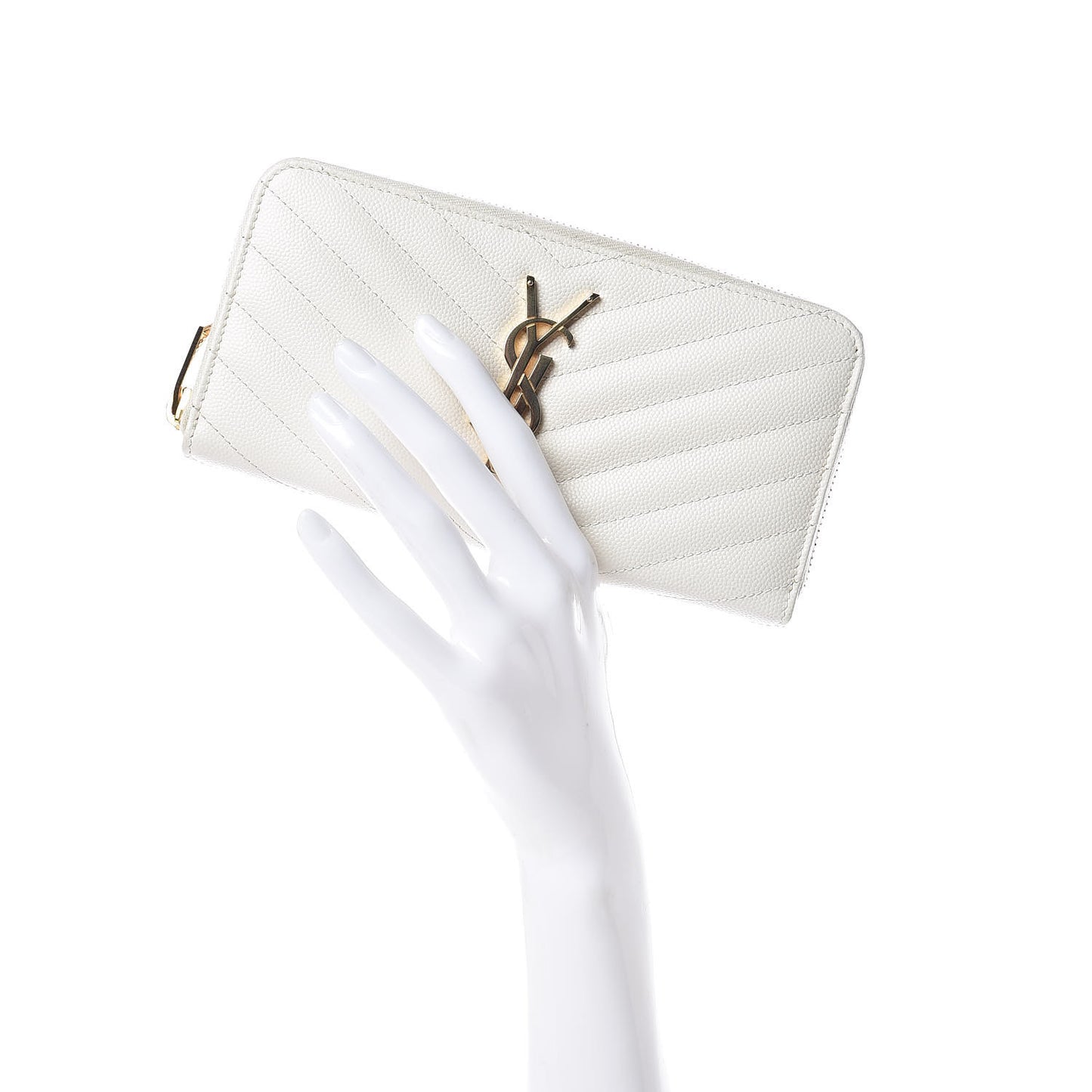 Grain De Poudre Matelasse Chevron Monogram Zip Around Wallet Porcellana