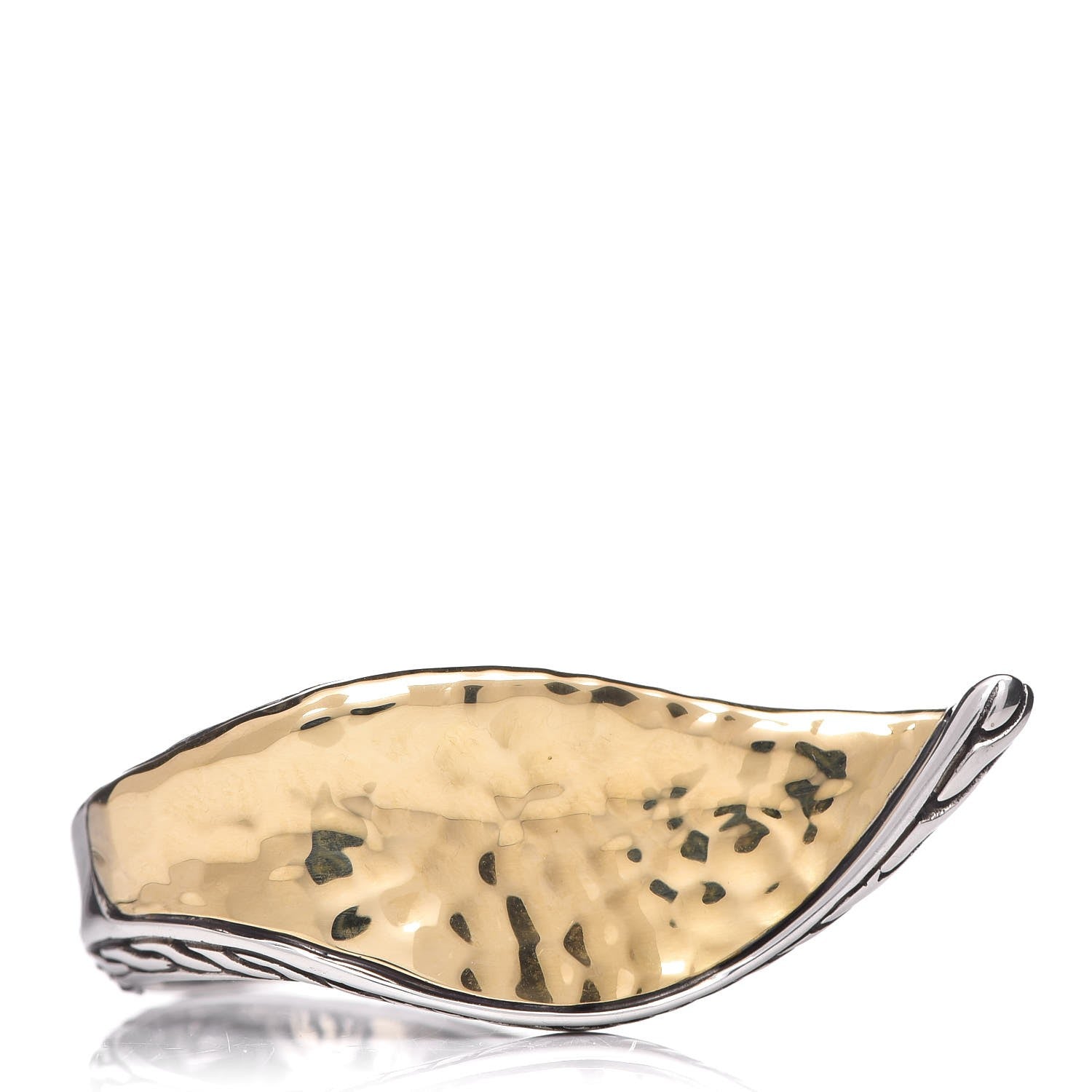 John Hardy Sterling Silver 18K Yellow Gold Hammered Wave Ring 57 8 1 of 4