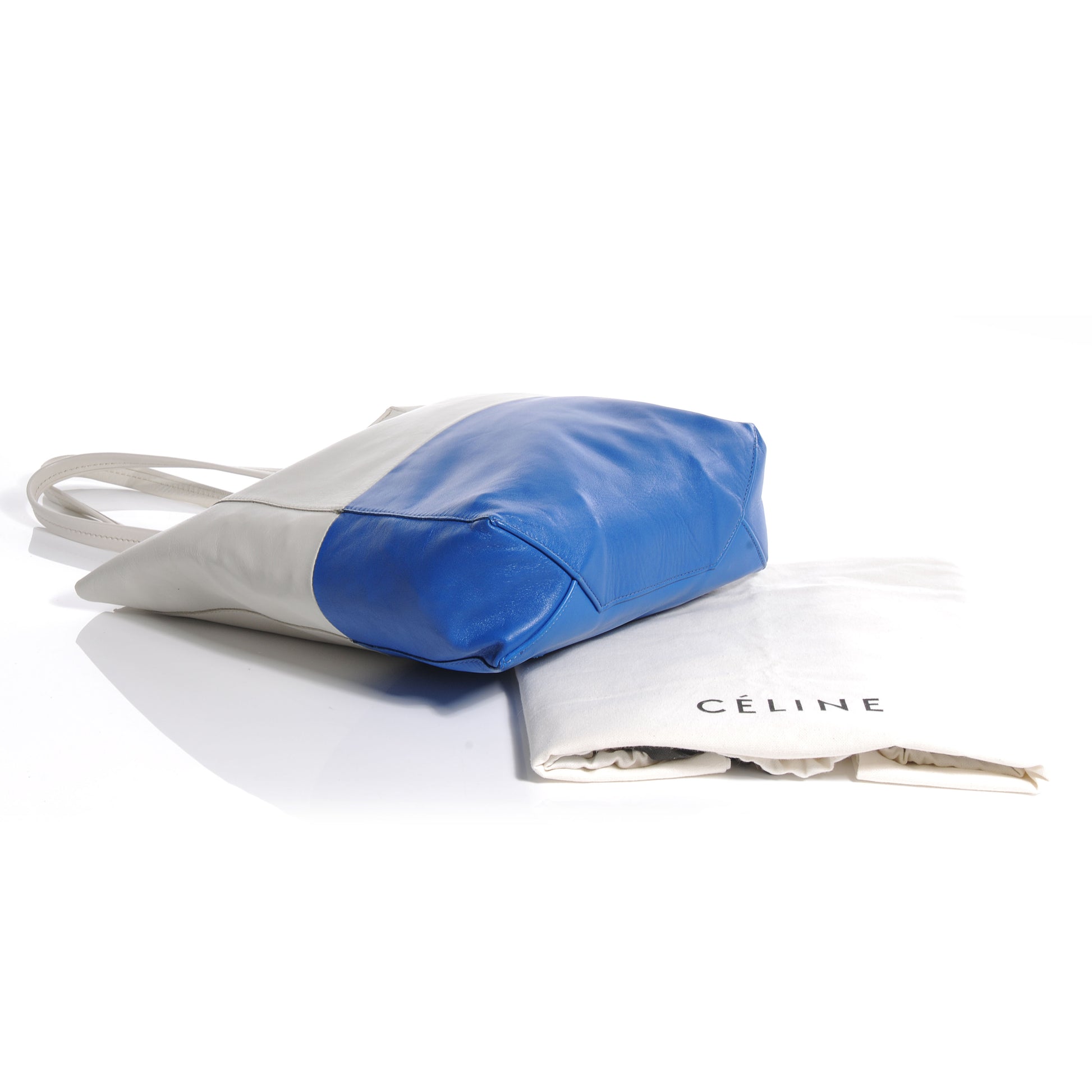 Celine Lambskin Vertical Bi-Cabas Blue White 4 of 9
