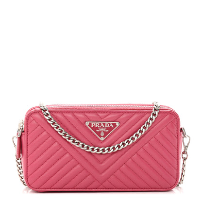 Prada Nappa Impunture Diagramme Mini Double Zip Chain Crossbody Bag Peonia 1 of 15