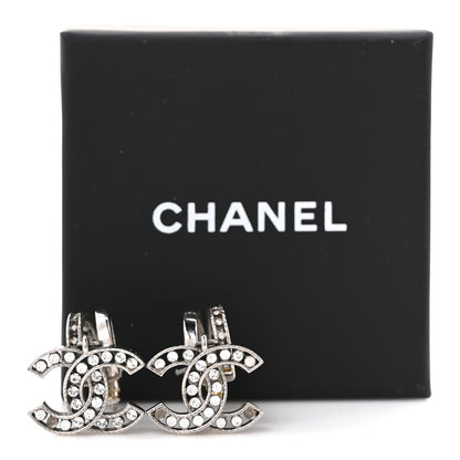 Chanel Crystal CC Drop Earrings Silver 5 of 5